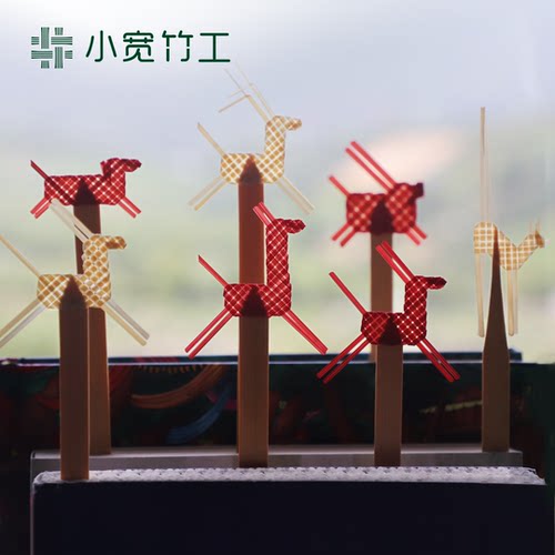 小宽竹工 竹编福马动物书签手作中高考毕业礼玉兔鹿新年原创非遗 - 图0