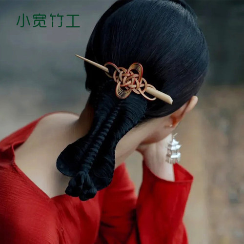 小宽竹工 竹编发簪原创非遗手工 旗袍汉服盘发新中式首饰礼物刁宽 - 图0