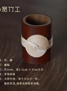 小宽竹工竹盖置茶壶托盖手工编织
