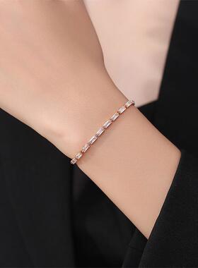 欧洲「设计师」MIHMILY天然白水晶镶钻18K金手链女精致时尚手饰