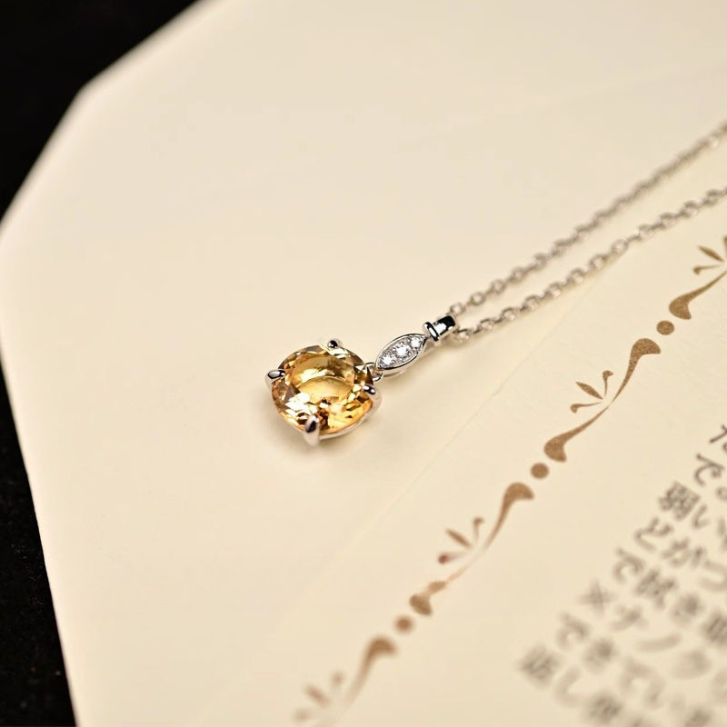 德国【设计师】Mihmily S925纯银天然黄水晶吊坠项链女小众锁骨链,淘宝优惠券,粉丝福利购,淘宝优惠卷