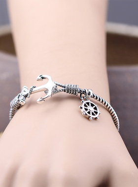 s990个性复古风泰银麻绳船锚手镯
