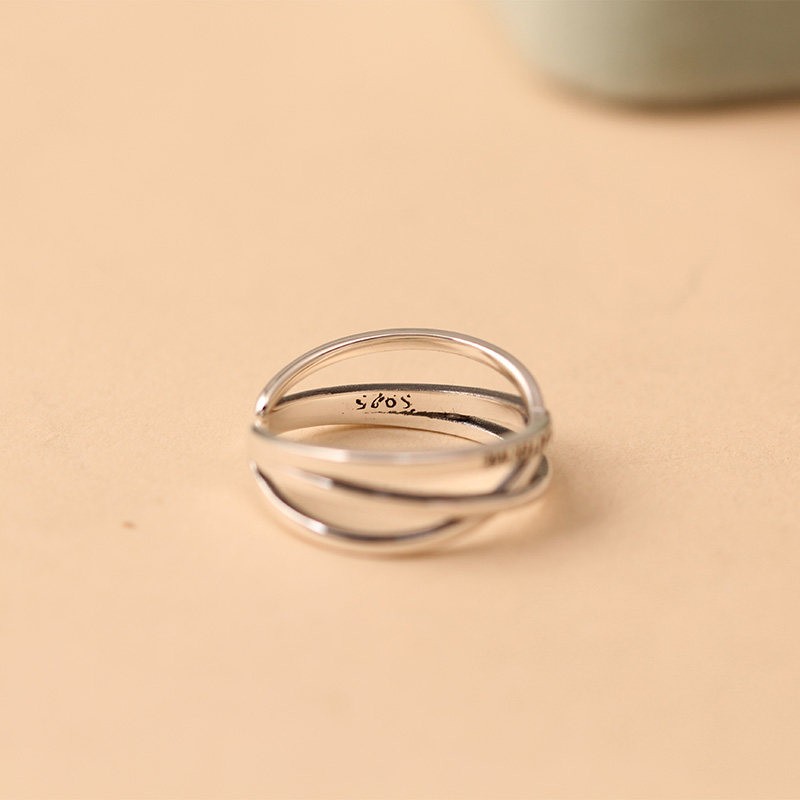 Zichan 925 silver multi-layered cross letter open ring