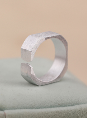 紫蝉女925纯银个性拉丝戒指开口