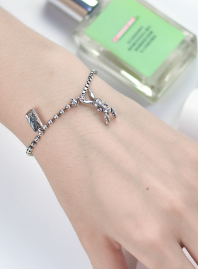 胳膊腿可以活动的兔子银项链纯银