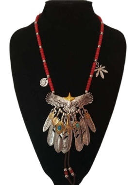 日系原宿复古羽毛配饰项链