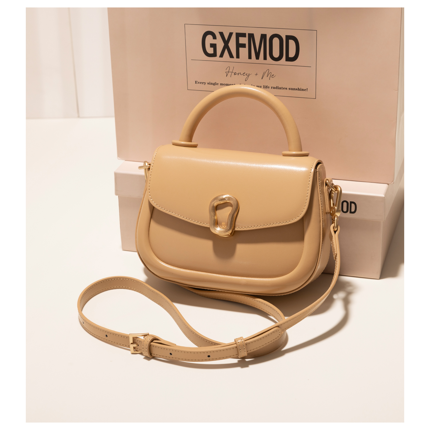 GXFMOD小众设计时尚牛皮手提包包女法式小方包2025新款单肩斜挎包 - 图2