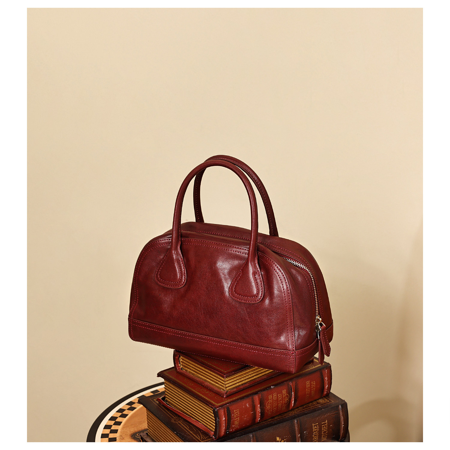 GXFMOD原创设计真皮波士顿枕头包女2025秋冬轻奢复古手提斜挎包包,淘宝优惠券,粉丝福利购,淘宝优惠卷