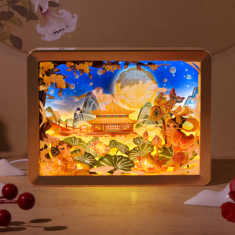 玉兔贺秋 非遗纸雕氛围夜灯伴手礼旅游纪念礼品文创送老外生日礼 - 图1