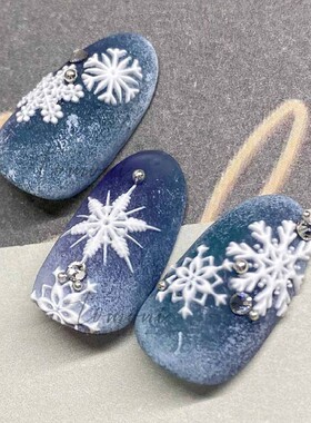 浮雕美甲秋冬圣诞节雪花贴纸饰品
