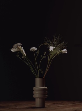 北欧ins陶瓷花瓶圈圈设计桌面