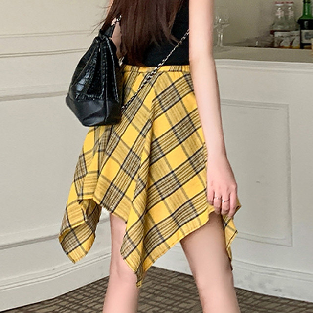 Short A-line American plaid fashion jazz dance skirt