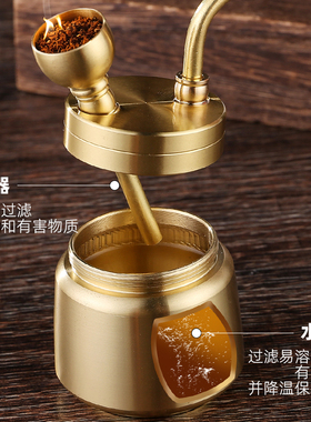 铜福字水烟壶水烟斗可拆卸可清洗