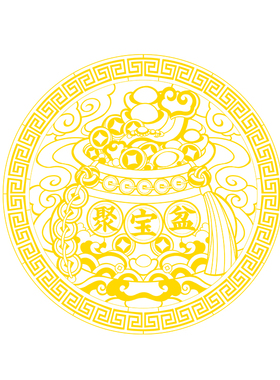 聚宝盆招财聚财摆件隐形金属门贴