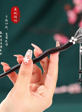旗袍发饰古风发簪女檀木发簪古风