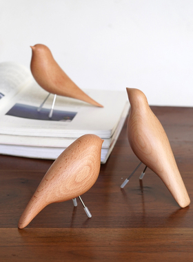 艺术象有形小鸟木雕摆件北欧风