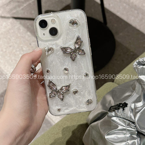 ins日韩珠光水钻蝴蝶适用三星S24 S23手机壳S22 S21fe s20+新款软壳note20 10ultra透明A71滴胶A53保护套少女 - 图3