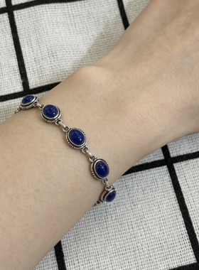 纯银黑玛瑙月光石手链复古民族风