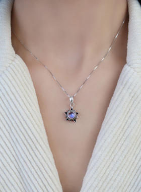 尼泊尔手工月光石女S925银手镯