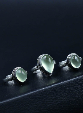 女银民族风尼泊尔手工戒指葡萄石