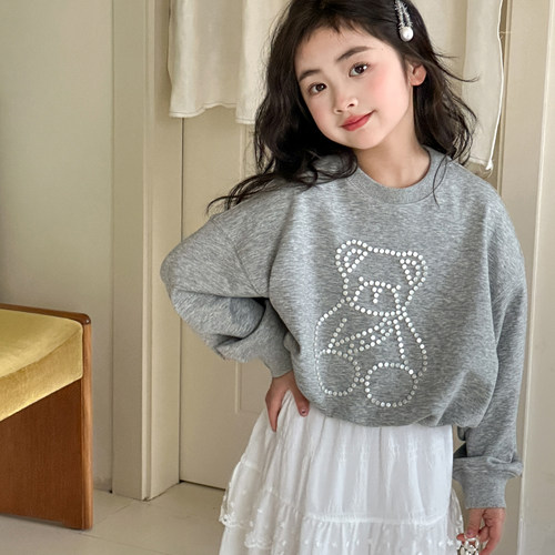 女童卫衣2026春装新款韩版儿童休闲衣服春秋款短款女大童圆领上衣 - 图0