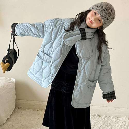 女童棉服外套2025秋冬新款韩版儿童加厚衣服女大童夹棉两面穿上衣 - 图3