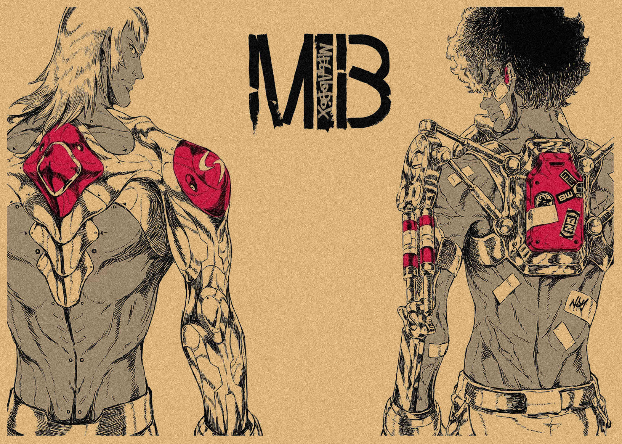 日式拳击动画机甲拳击Megalo Box牛皮纸海报复古动漫装饰墙画387 - 图1