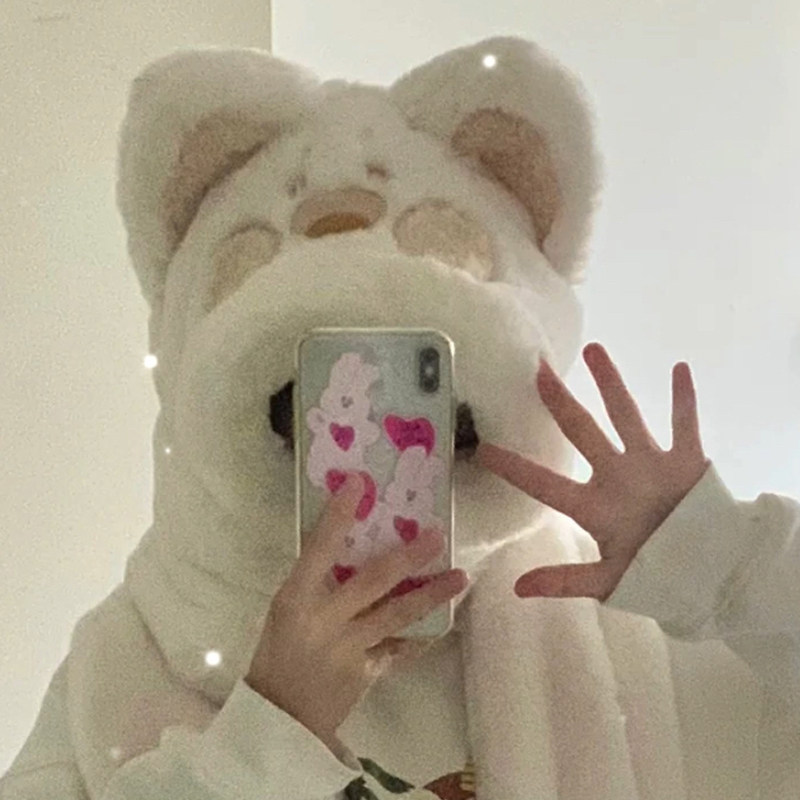 猫咪毛绒帽子围巾一体女款秋冬季手套三件套冬天保暖2025新款儿童,淘宝优惠券,粉丝福利购,淘宝优惠卷