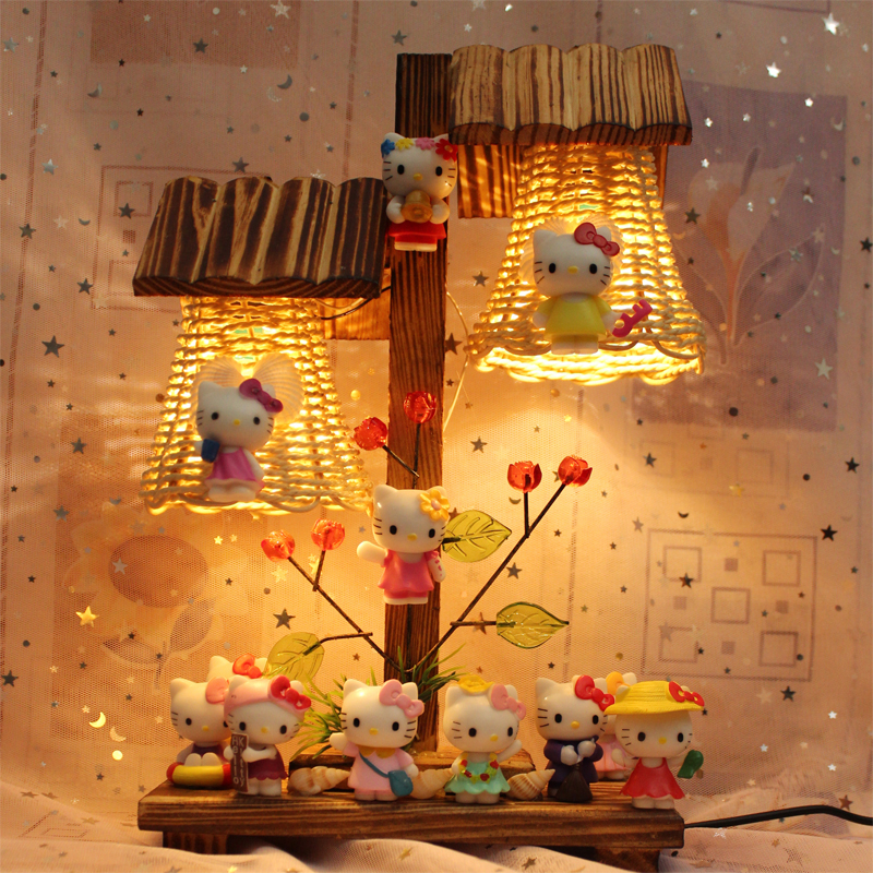 hello kitty公仔灯手办生日礼物KT猫摆件凯蒂猫盲盒38女神节礼品