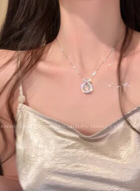 韩版花朵圆环高级感项链甜美仿白玉髓百搭锁骨链女跨境气质配饰品