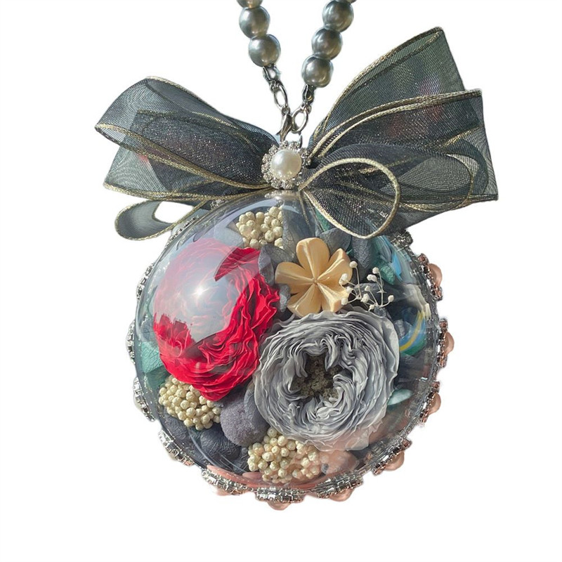 双面永生花车挂车内后视镜高档汽车抖音女神款网红水晶球车载挂件,淘宝优惠券,粉丝福利购,淘宝优惠卷