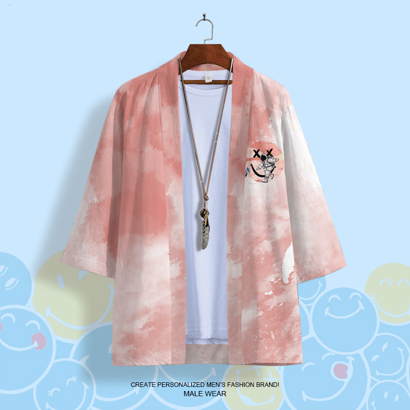 2024新款道袍外套男ins潮流宇航员印花披风夏季二次元kimono衬衫-图2