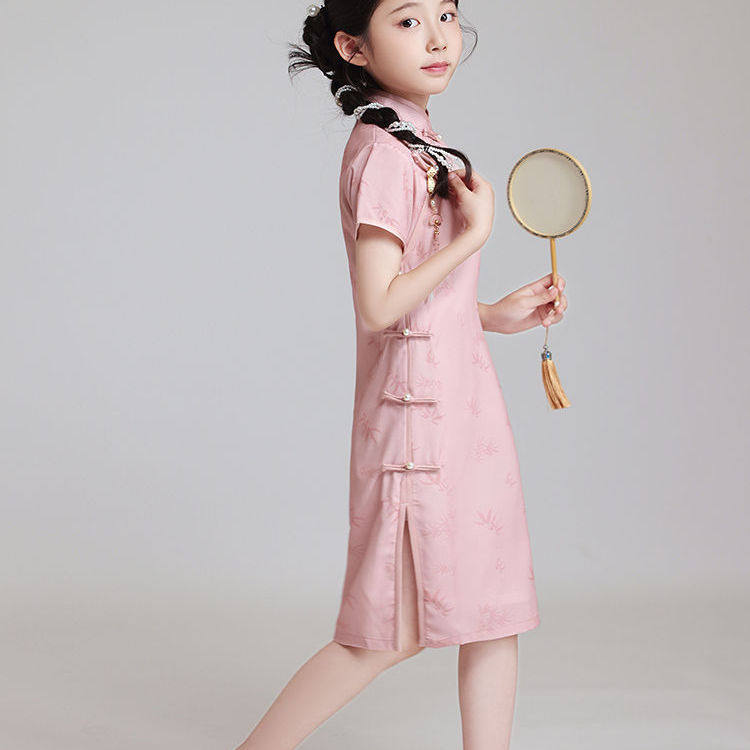 粉色女童旗袍中国风连衣裙2025新款儿童小女孩古风汉服新中式夏季,淘宝优惠券,粉丝福利购,淘宝优惠卷