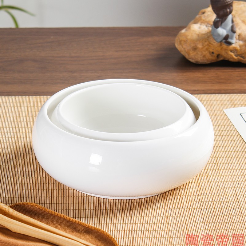 陶瓷玉瓷茶洗笔洗茶海大号家用轻奢描金边水盂洗茶具杯洗茶道配件 - 图0