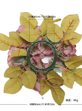 跨境仿真玫瑰绣球烛台花环桌面摆件感烛台花环家居婚礼装饰