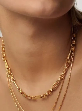 Lovisa欧美ins风感M同款双层链条简约项链女锁骨链