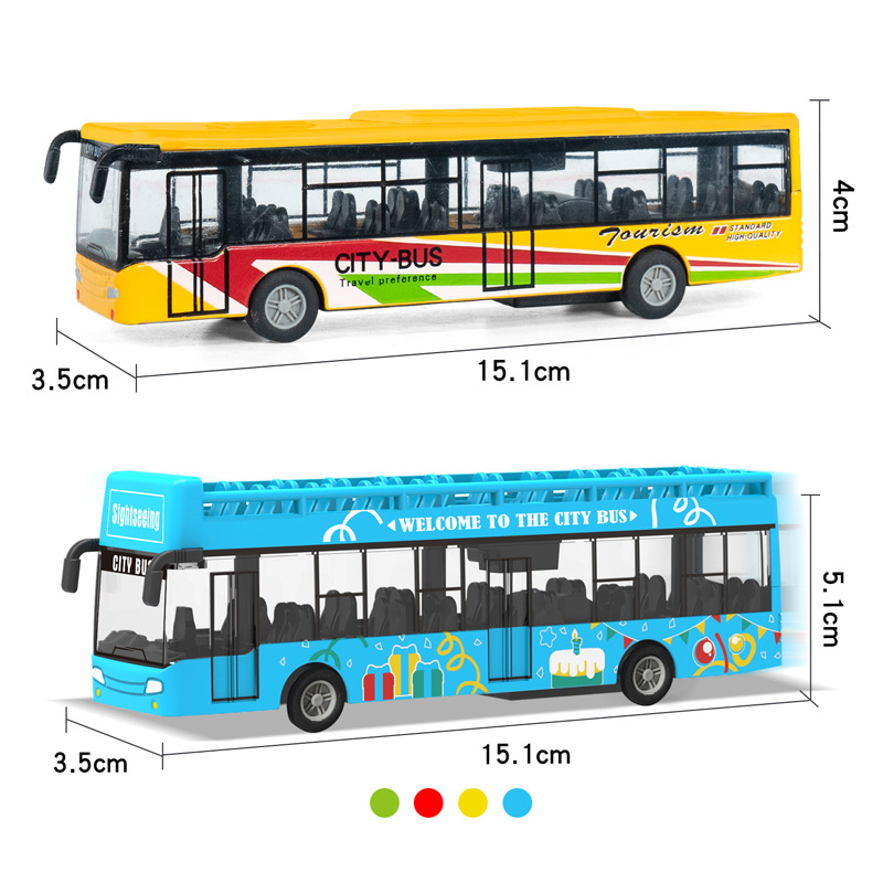 合金回力双层公交车儿童仿真敞篷观光巴士车小汽车模型玩具生日礼-图3