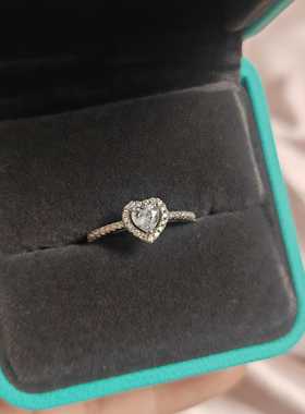 18k金心形钻戒纯银镀金