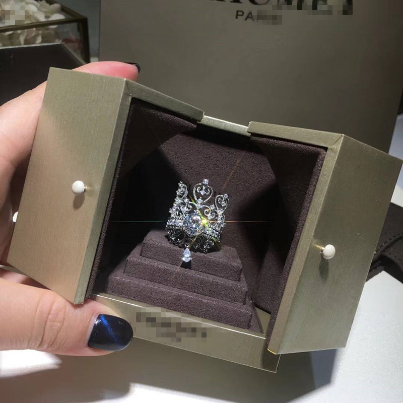 纯银二合一皇冠为爱加冕戒指高端奢华婚礼结婚钻戒婚纱聚会 925 纯银二合一皇冠为爱加冕戒指高端奢华婚礼结婚钻戒婚纱聚会 925