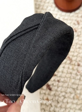 韩系气质灰色宽边针织发箍女高级感洋气时尚日常外戴高颅顶头箍饰