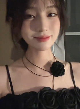 玫瑰花项链女气质甜酷高级感