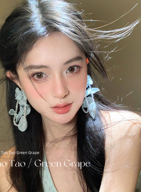 绿色水晶花朵耳环2024新款爆款