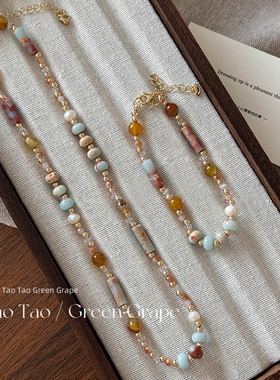 多巴胺彩色串珠项链琉璃2024新款