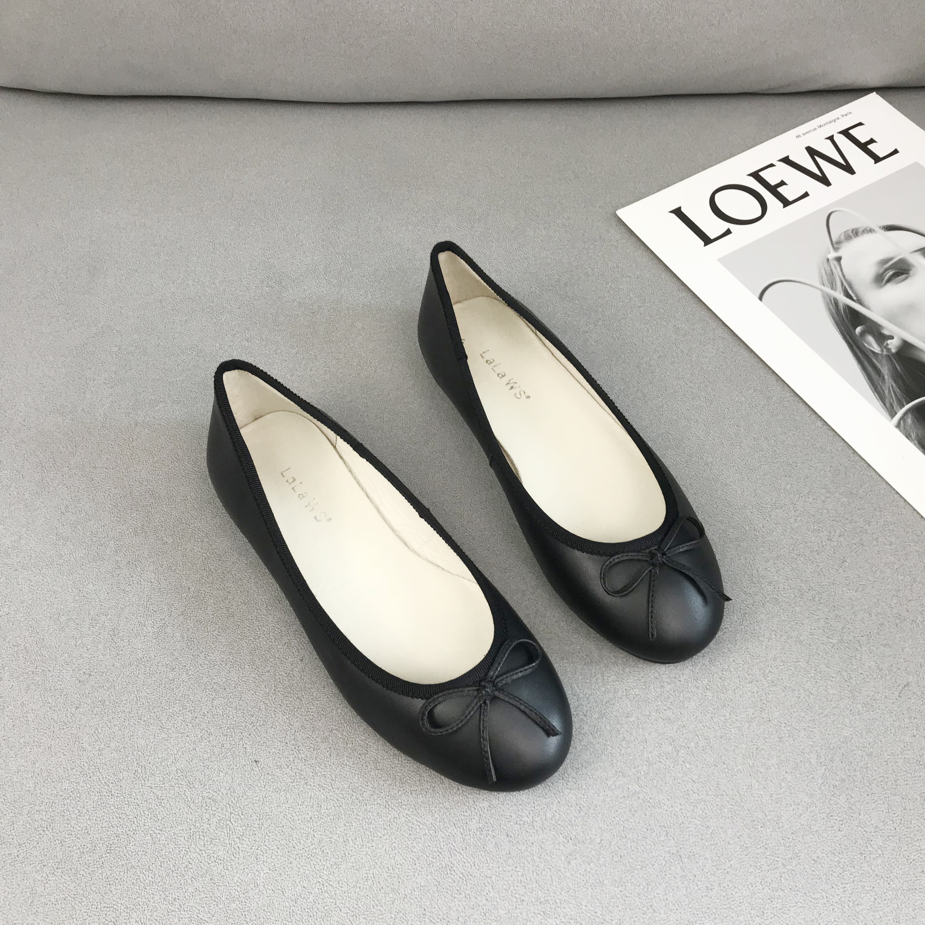 新款软牛皮圆头浅口平底单鞋真皮百搭蝴蝶结芭蕾舞奶奶鞋船鞋春季,淘宝优惠券,粉丝福利购,淘宝优惠卷