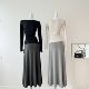 2025高腰灰色半身裙长款女秋冬垂感宽松百搭软糯休闲简约A字长裙