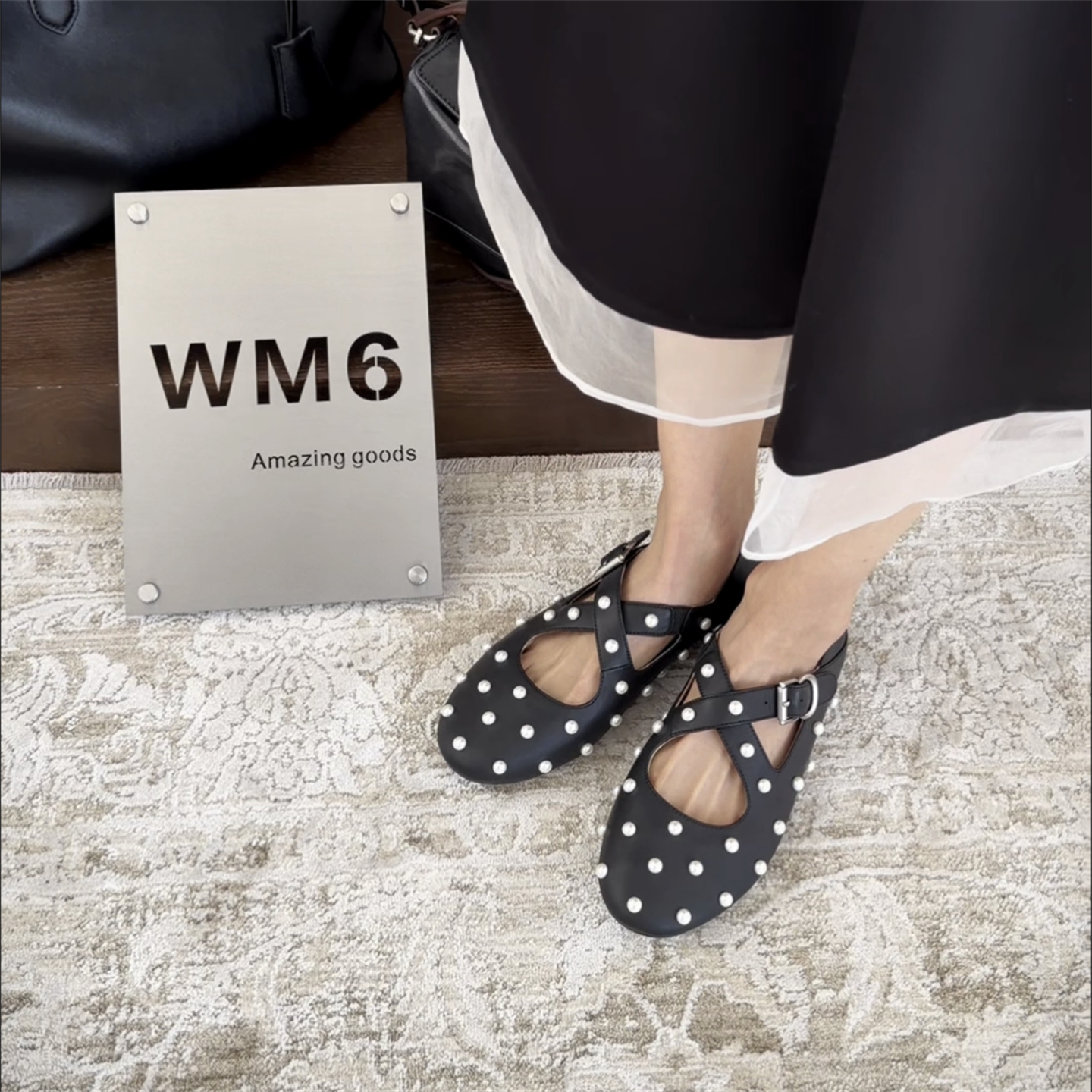 wm6欧洲站女鞋2026春新款真皮法式珍珠玛丽珍鞋交叉带平底单鞋潮,淘宝优惠券,粉丝福利购,淘宝优惠卷