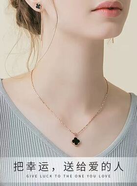 四叶草999纯银项链女士新款