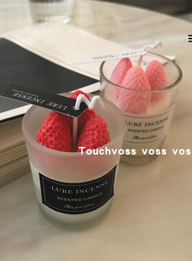 TOUCHVOSS草莓马卡龙香薰蜡烛大豆无烟ins香氛蜡烛伴手礼生日蜡烛