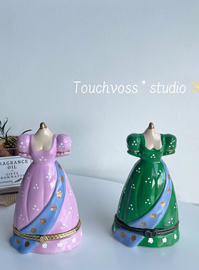 复古陶瓷公主娃娃首饰盒摆件装饰