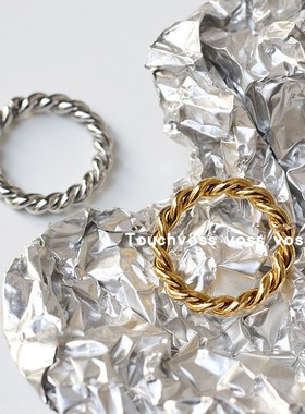 欧美风麻花钛钢18K金不掉色戒指